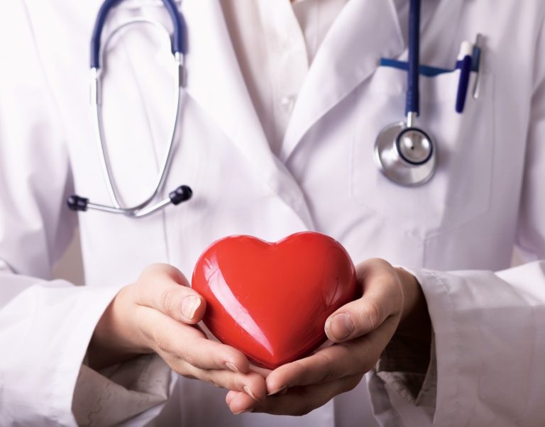 Doctor holding a heart toy