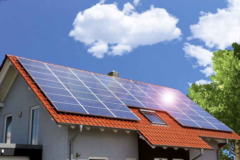 house being powered by solar panels