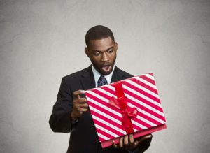 man receiving a gift