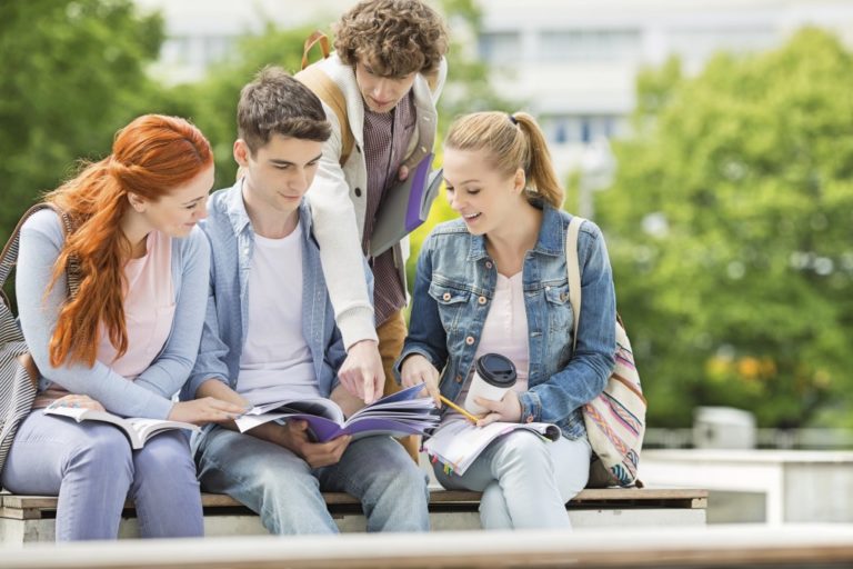 students conversing