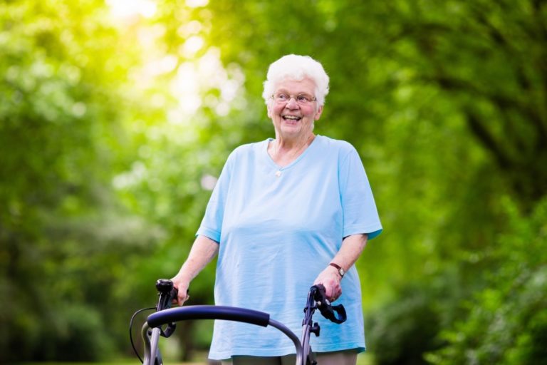 senior lady using a rollator