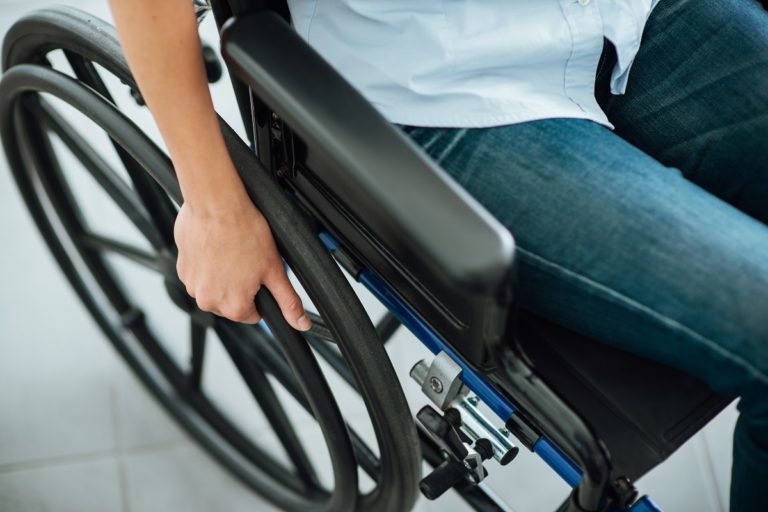 top view of a man on a wheelchair
