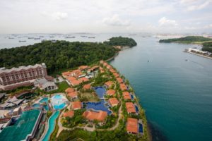 View of the island of Sentosa and Singapore to the seaside