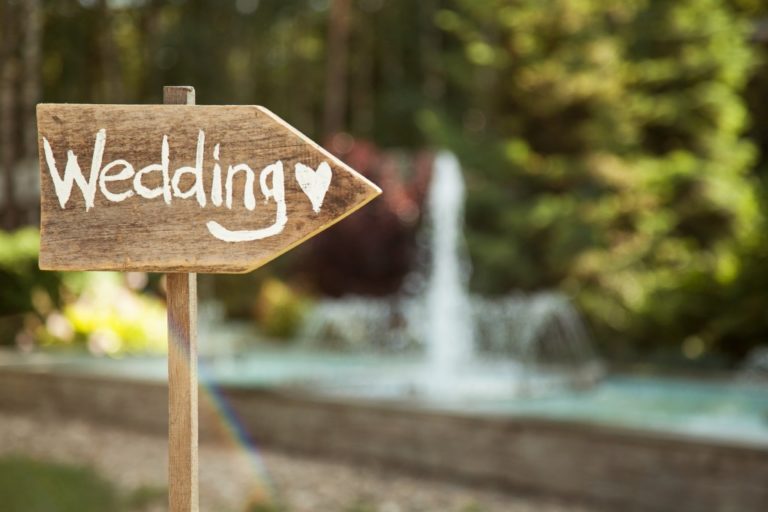 wooden wedding sign