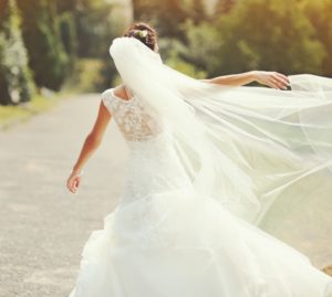 woman wearing her wedding dress