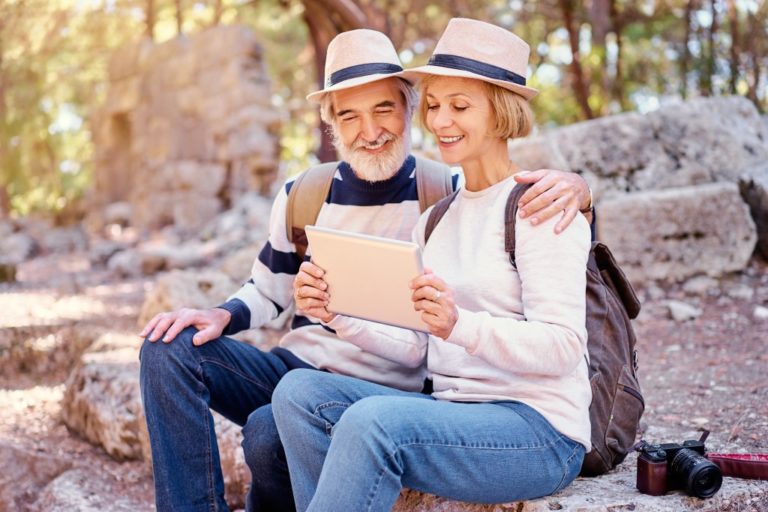 senior couple travelling