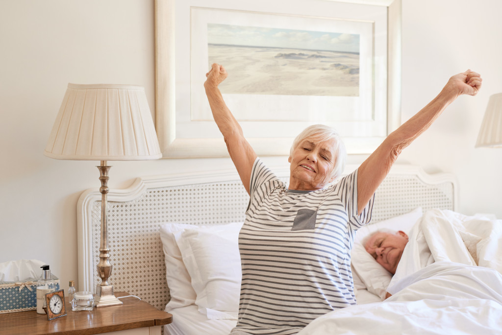 elderly people on the bed