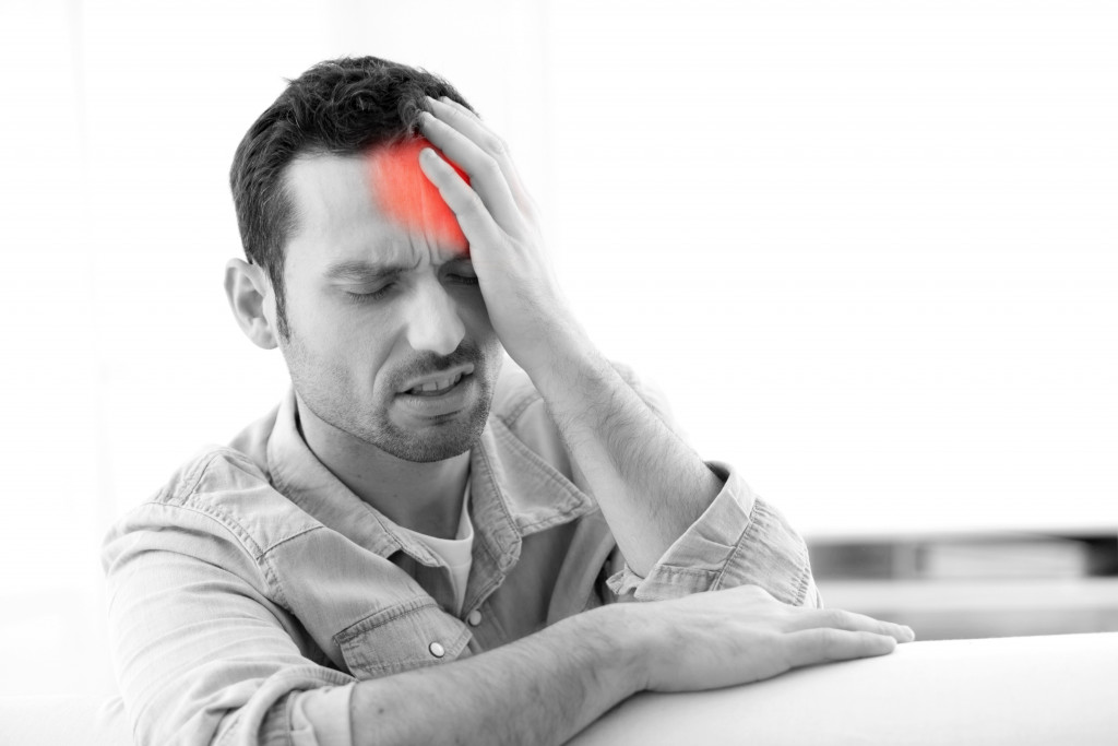 man with tension headache