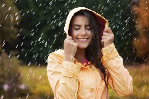 woman in autumn rain