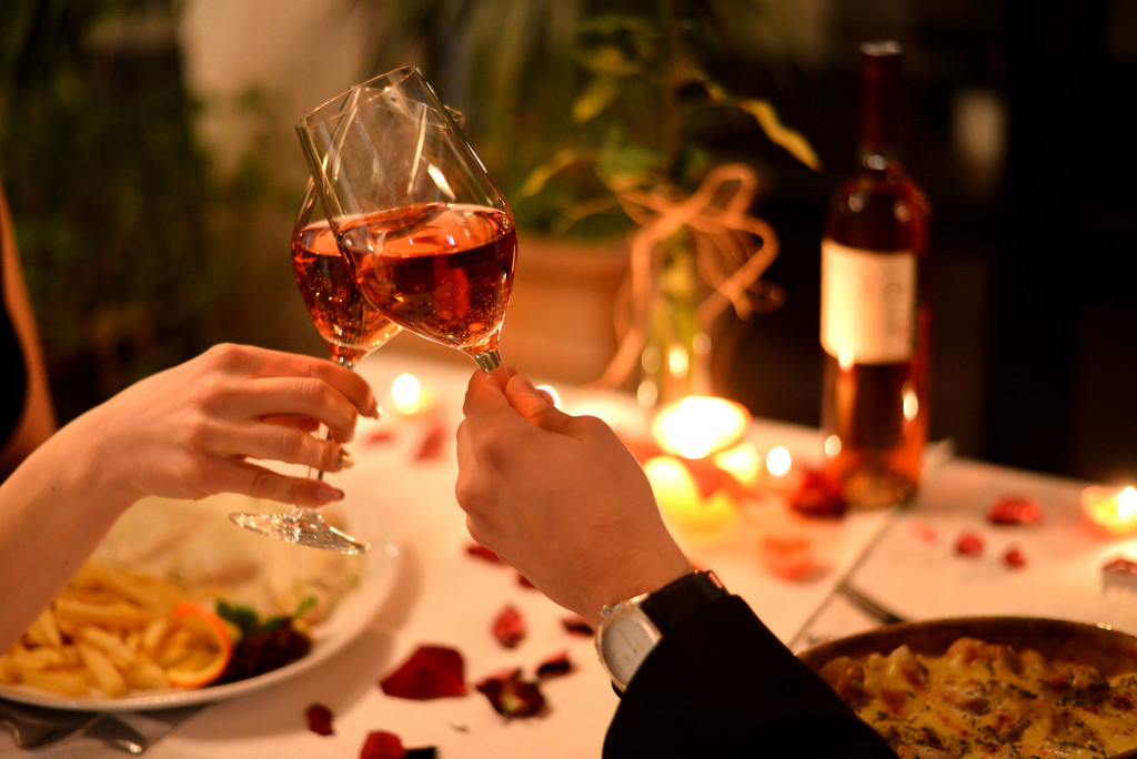romantic date night with wine